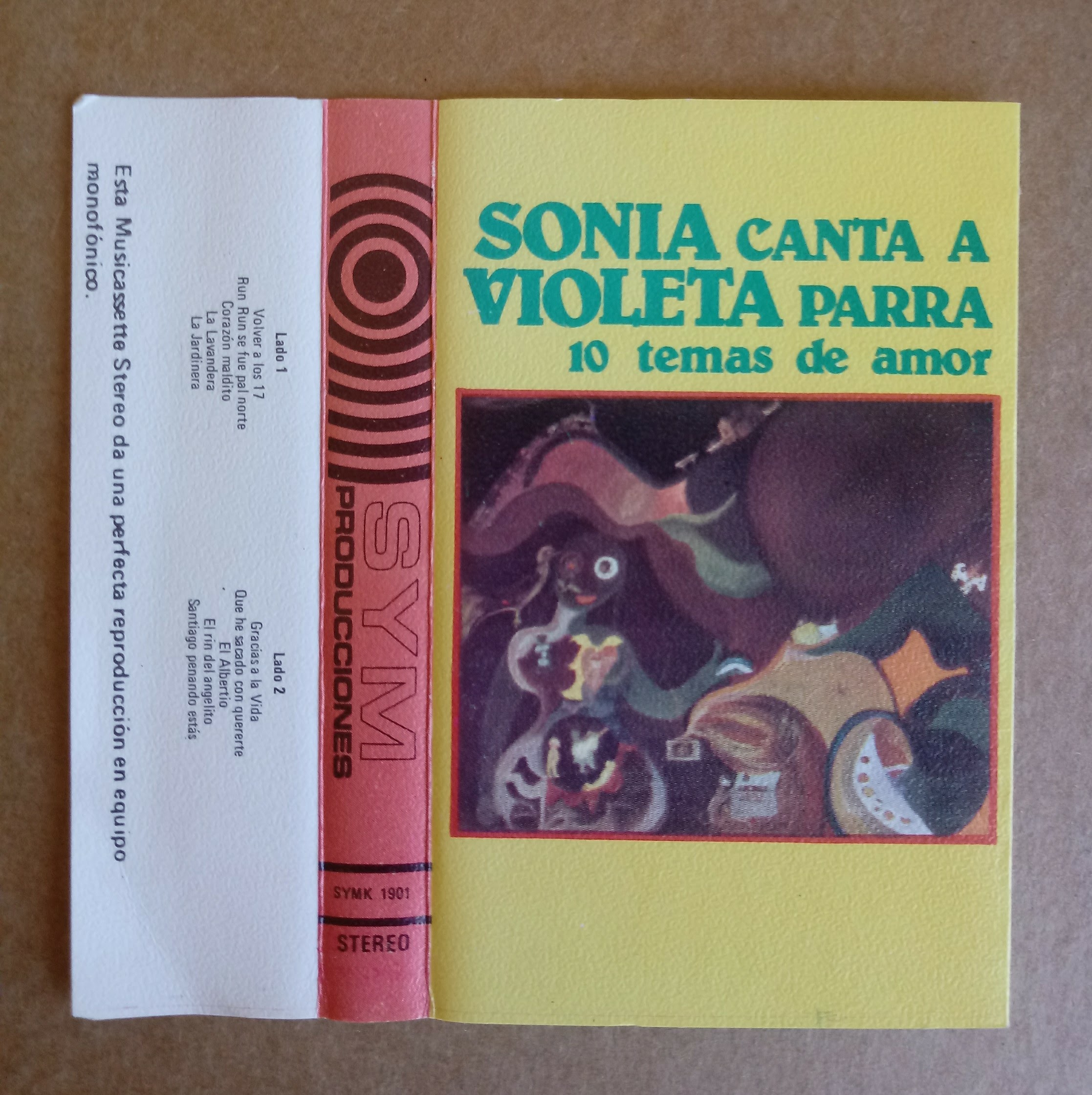 	Carátula del fonograma "Sonia canta a Violeta Parra...10 temas de amor", editado el año 1979 por el sello SYM. Intérpretes: Sonia von Schrebler y Latinomusicaviva. Arreglos y dirección de Guillermo Rifo.