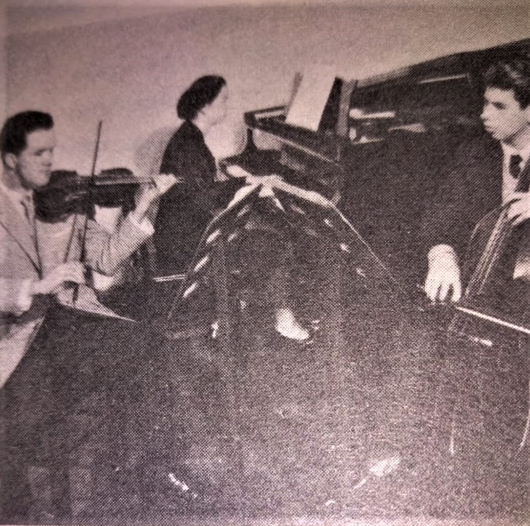Fernando Ansaldi, Frida Conn, Edgar Fischer en gira Trío del Conservatorio Nacional 1958